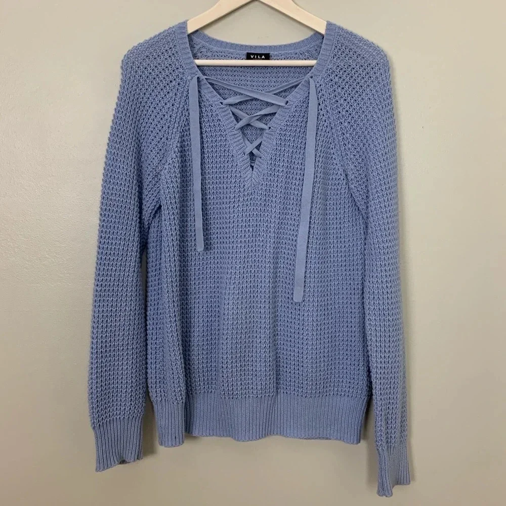 ASOS Vila • Lace Up Knit Sweater - Eventide